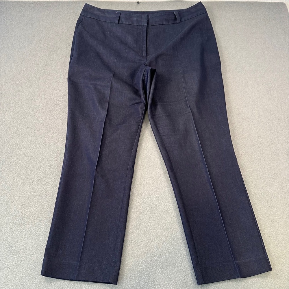 Ann Taylor Curvy Navy Blue Trousers Size 14 Straight Leg Professional Pants